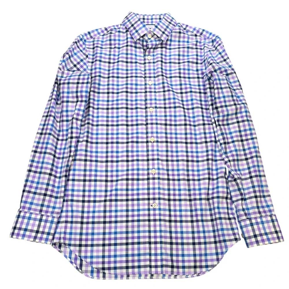 Banana Republic Non-Iron Tailored Slim Fit Shirt Men's Size S Purple Blue Plaid‎